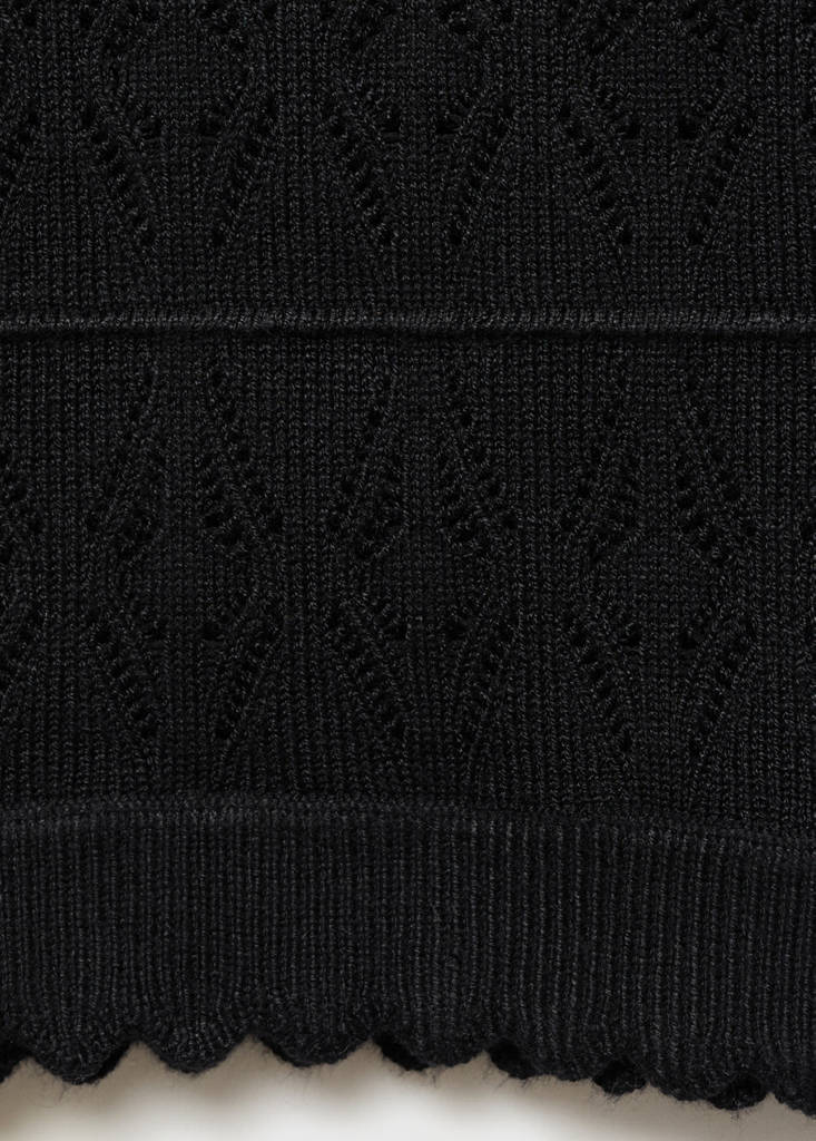 Openwork details knit top — Black