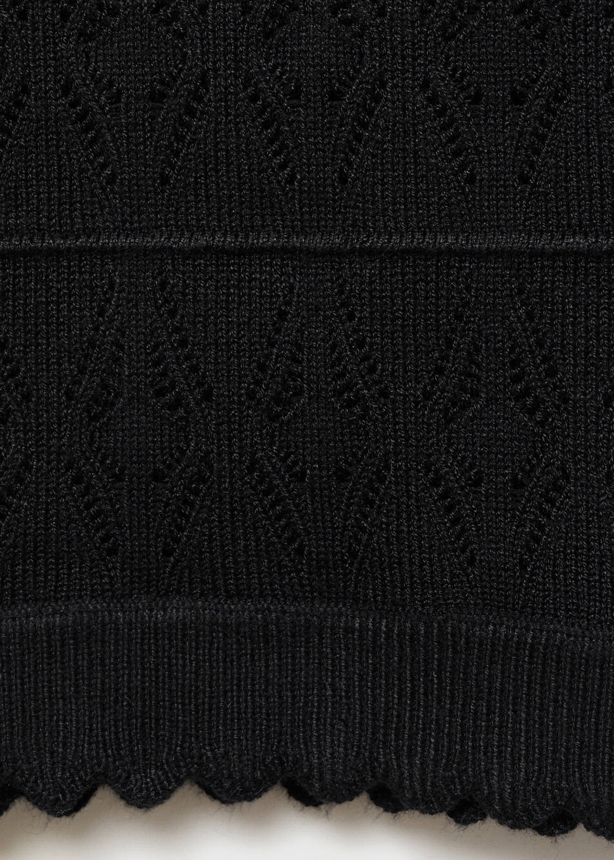Openwork details knit top — Black