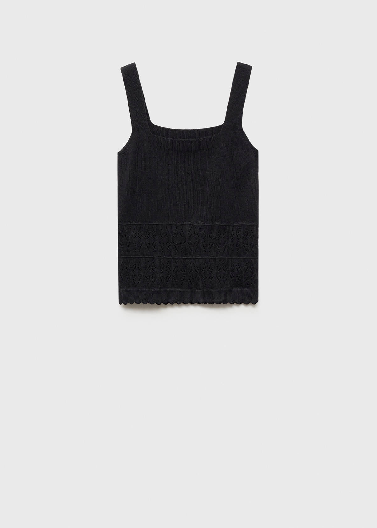 Openwork details knit top — Black