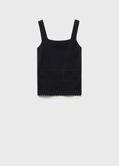 Openwork details knit top — Black 3