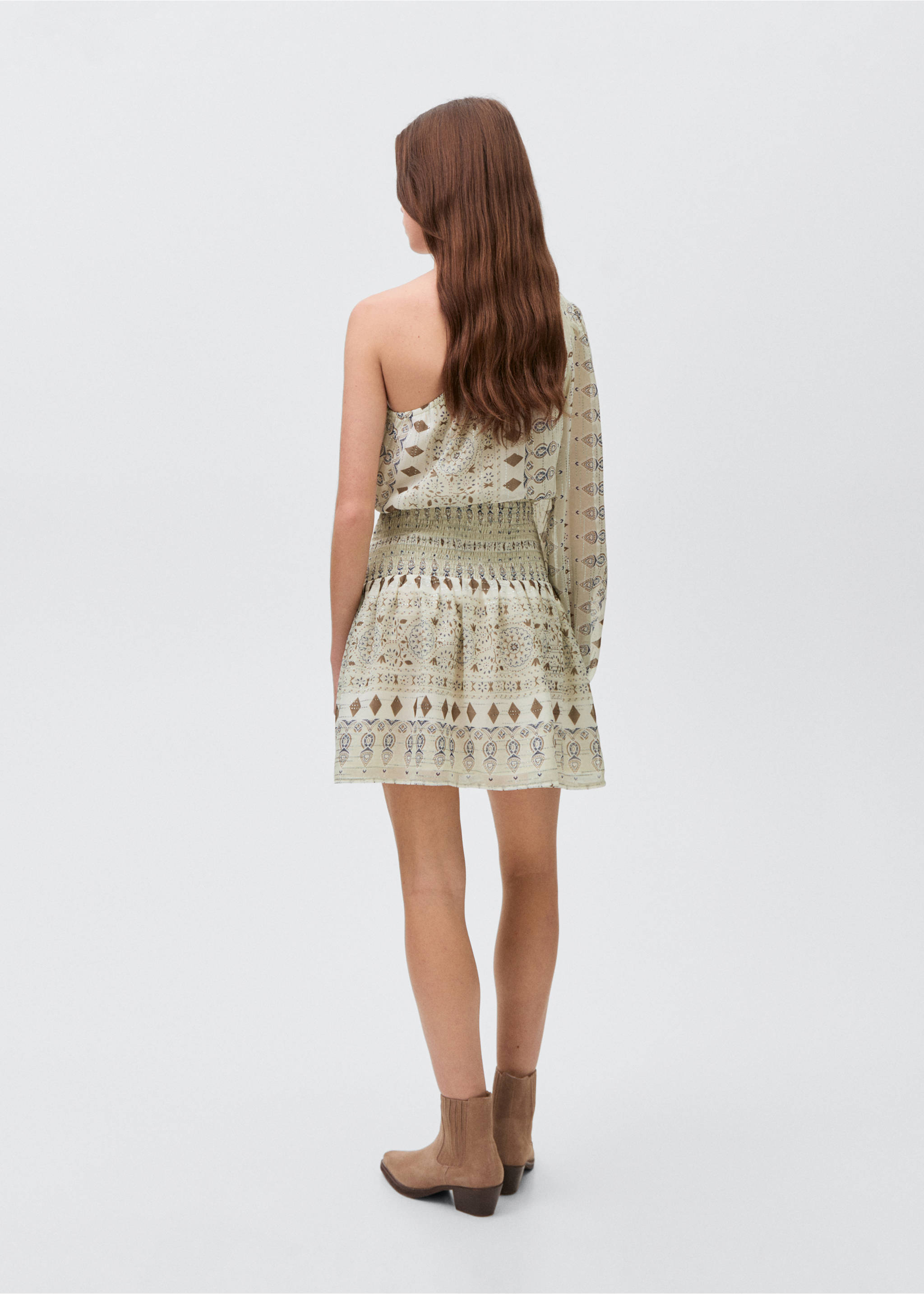 Vestido corto asimétrico - Reverso del artículo, Verde menta. Ref: 87025736-00.