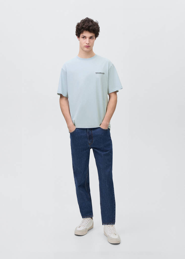 Printed cotton-blend T-shirt — Sky Blue