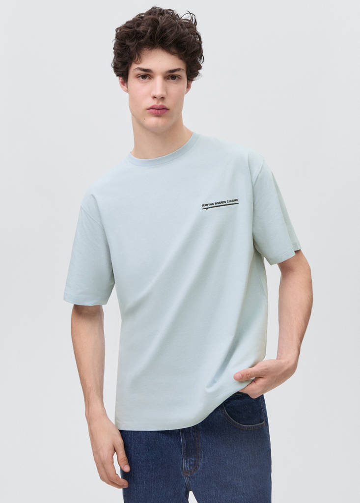 Printed cotton-blend T-shirt — Sky Blue