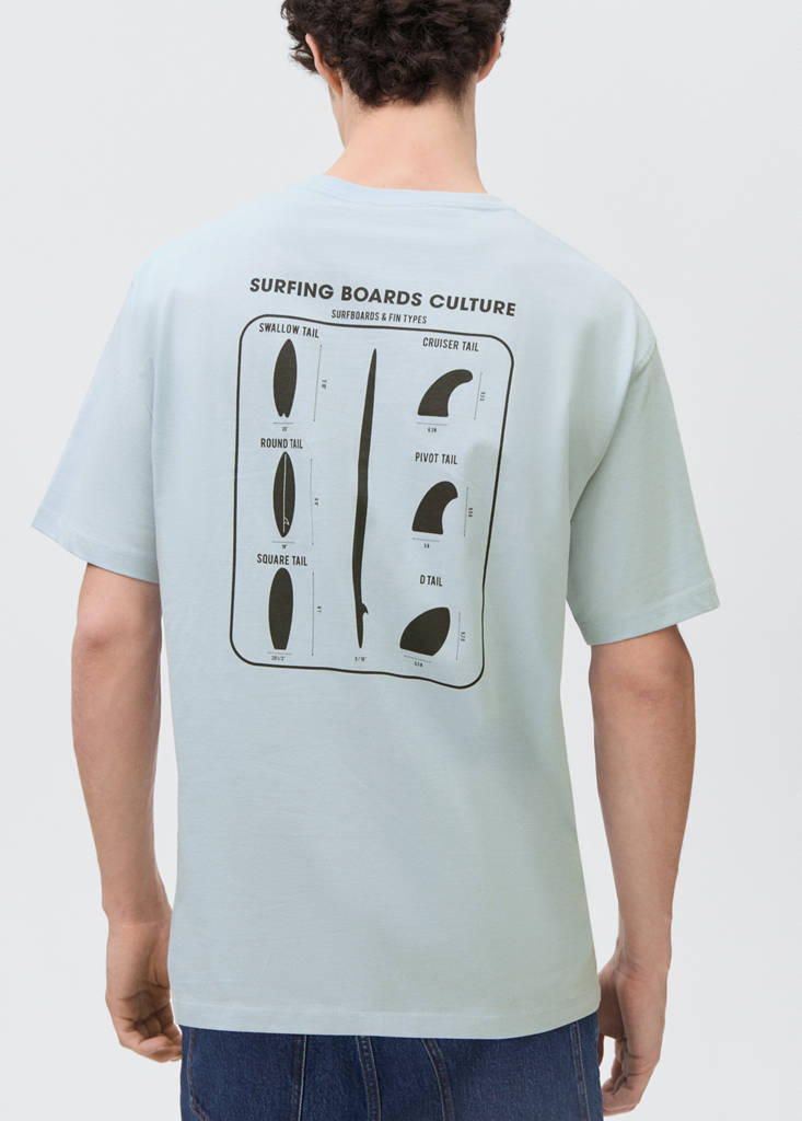 Printed cotton-blend T-shirt — Sky Blue