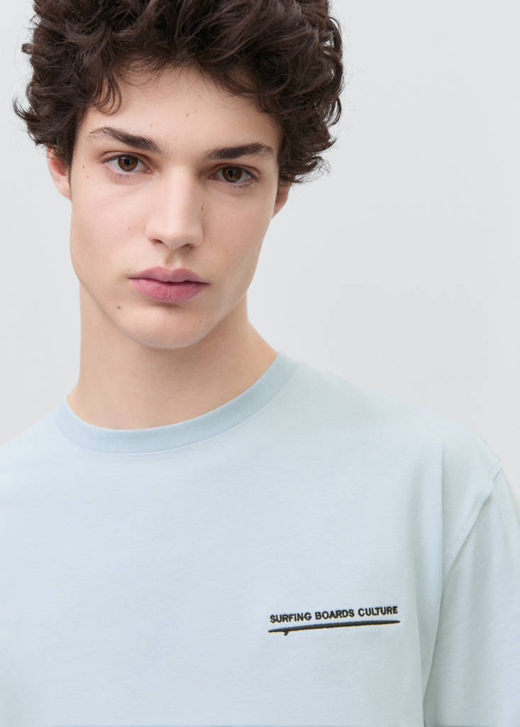 Printed cotton-blend T-shirt — Sky Blue