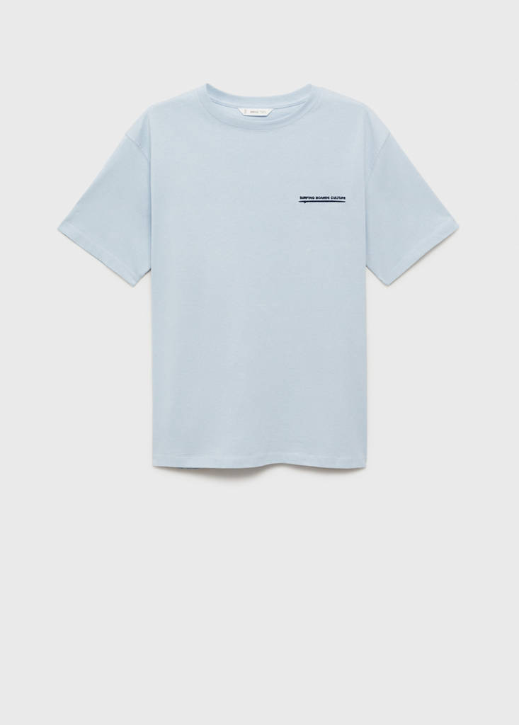 Printed cotton-blend T-shirt — Sky Blue