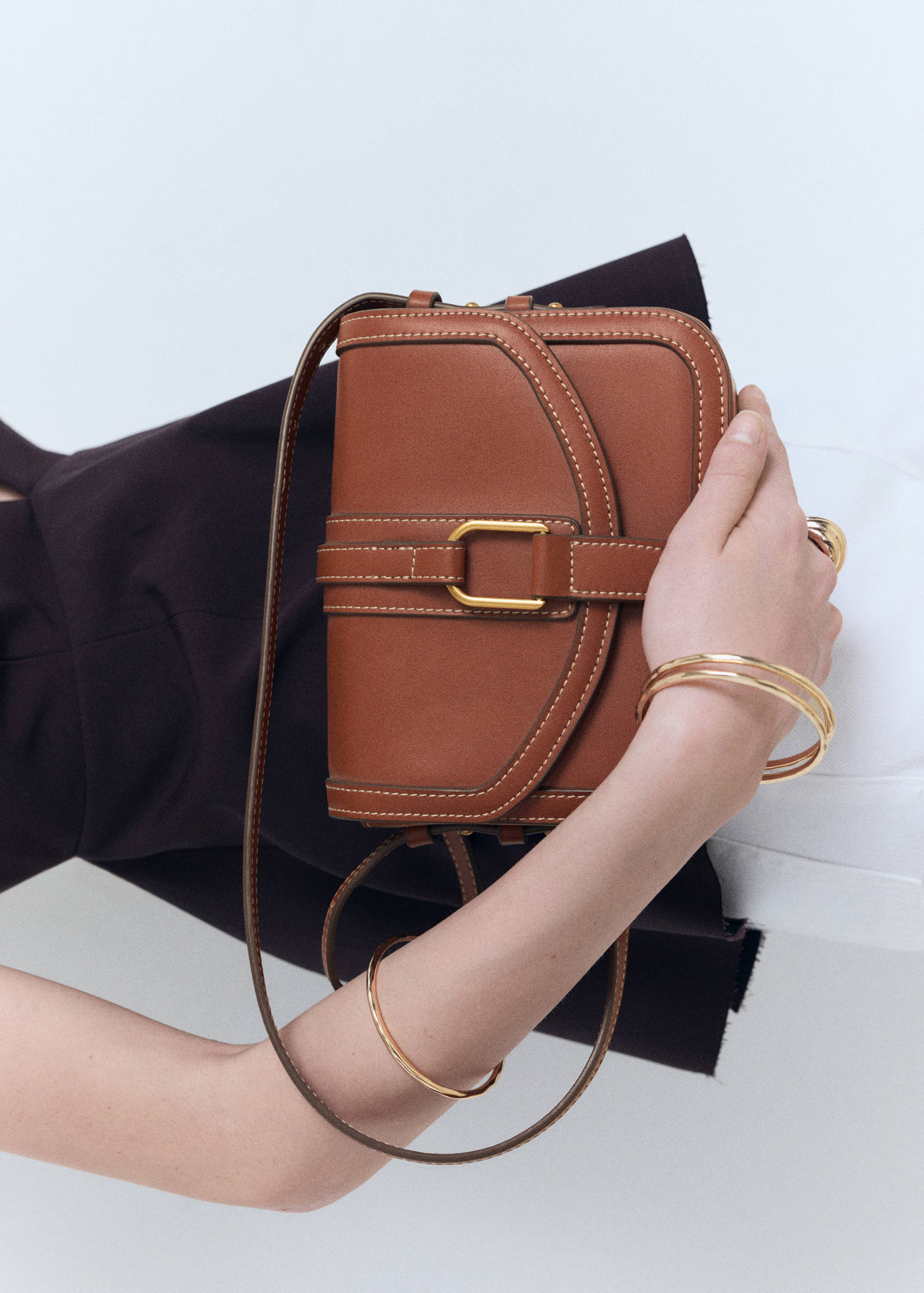 Faux-leather shoulder bag with buckle - General plane