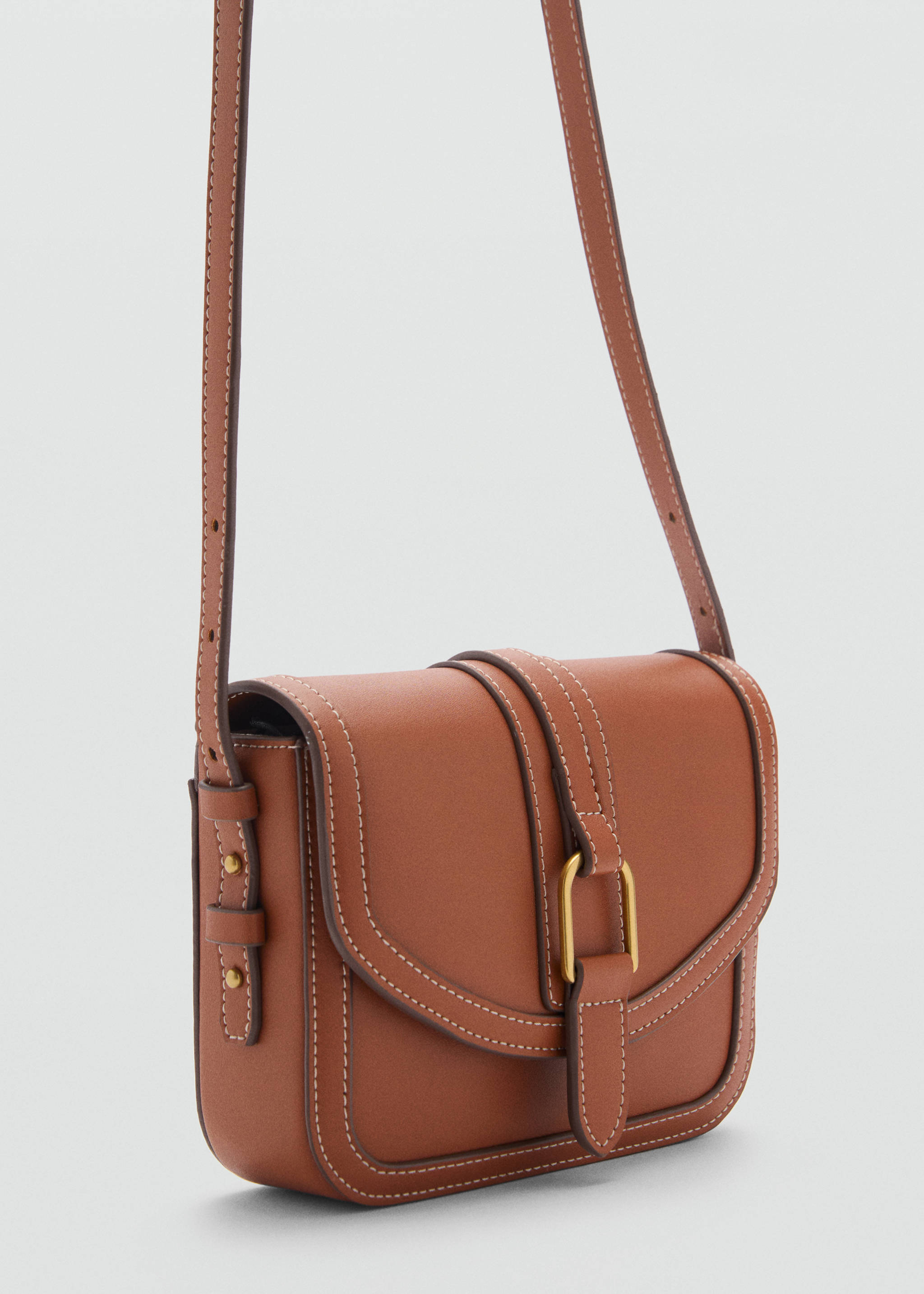 Faux-leather shoulder bag with buckle - Medium plane