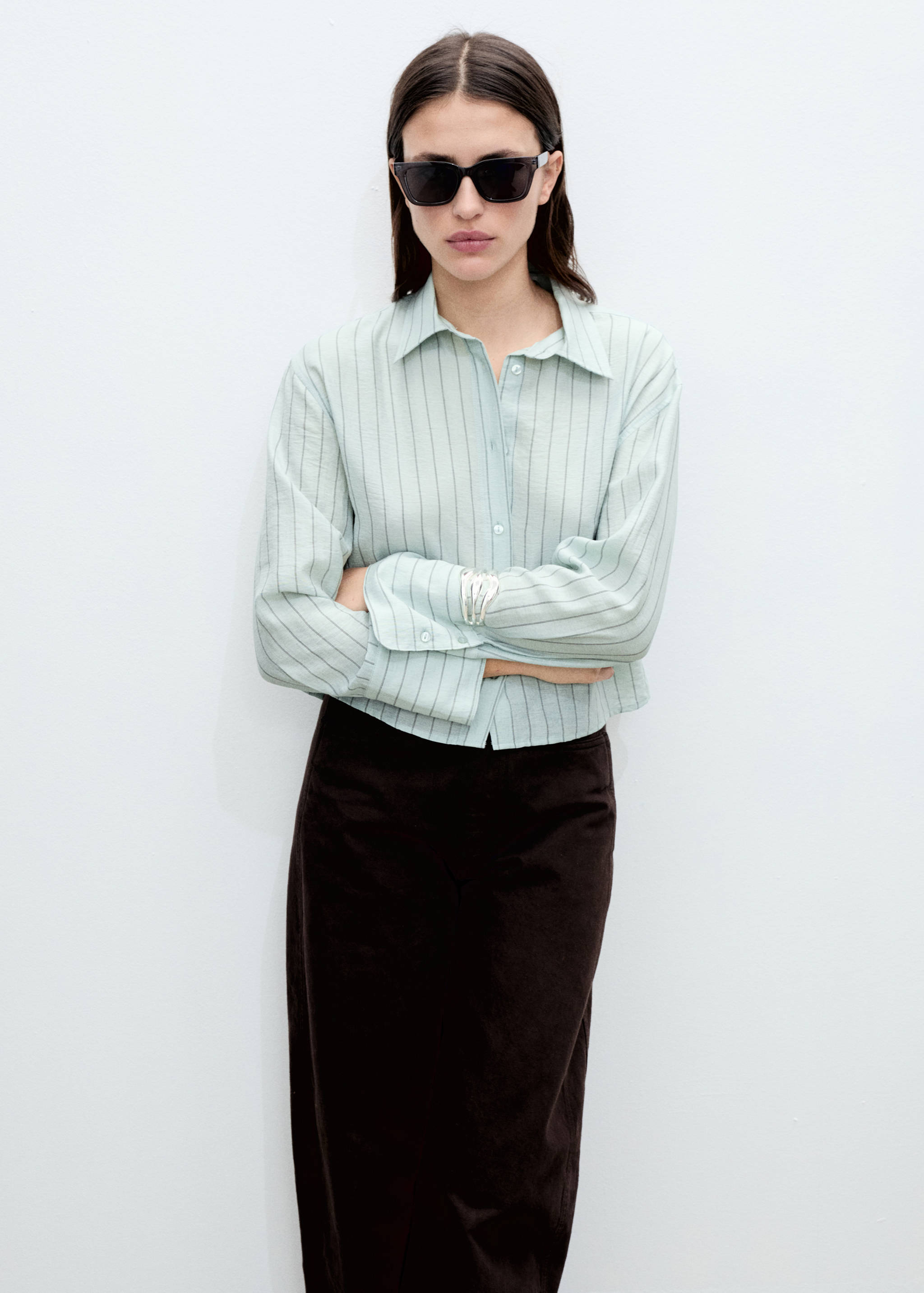 Chemise crop rayures - Plan moyen