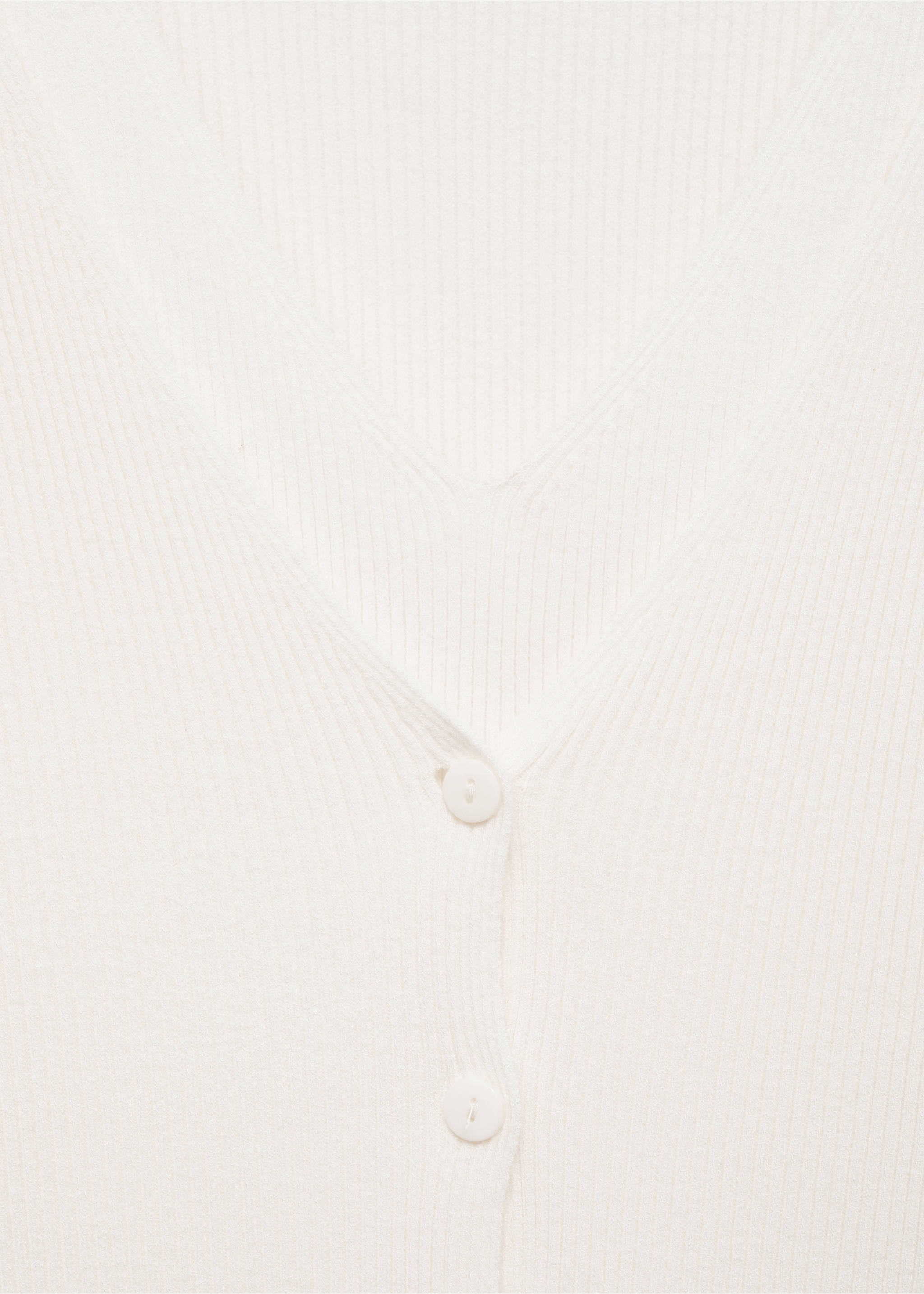 Combined V-neck knitted cardigan - Details of the article 8, Ecru. Ref: 87025752-00.
