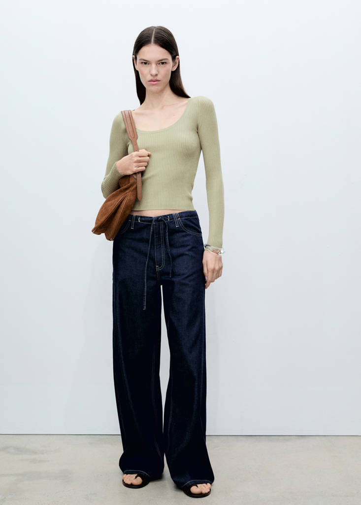 Knitted ribbed sweater — Khaki