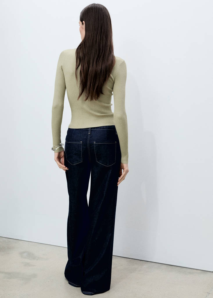 Knitted ribbed sweater — Khaki