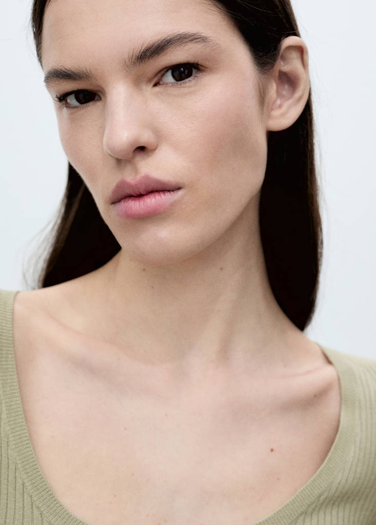 Knitted ribbed sweater — Khaki