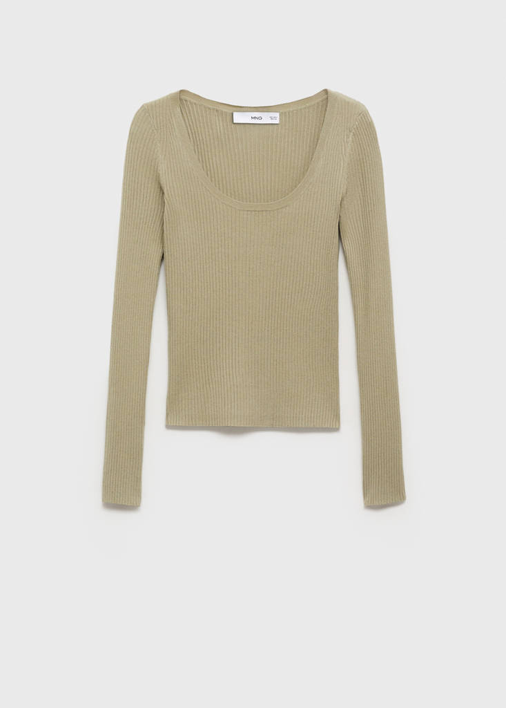 Knitted ribbed sweater — Khaki
