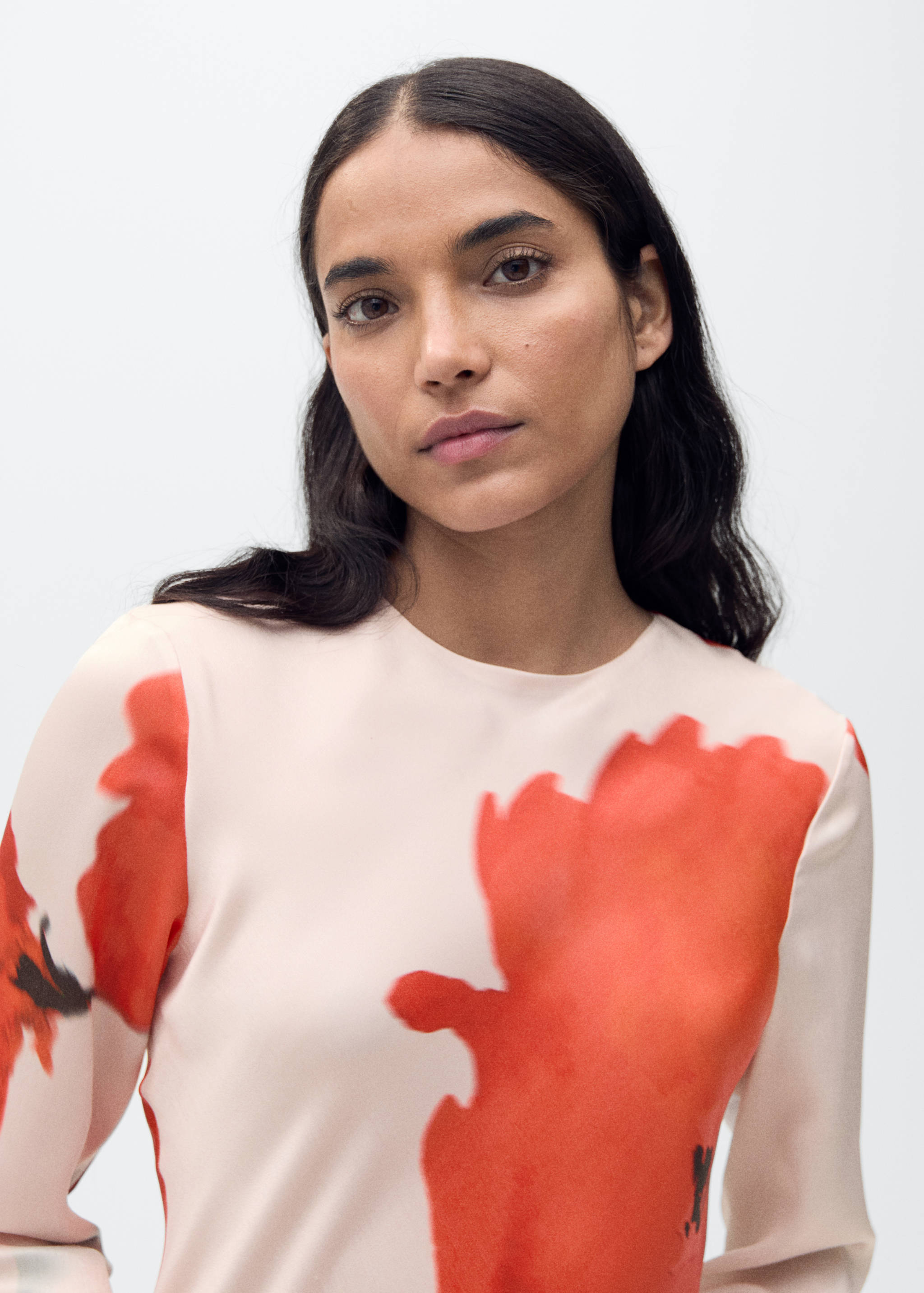 Satijnen jurk met bloemenprint - Detail van het artikel 1