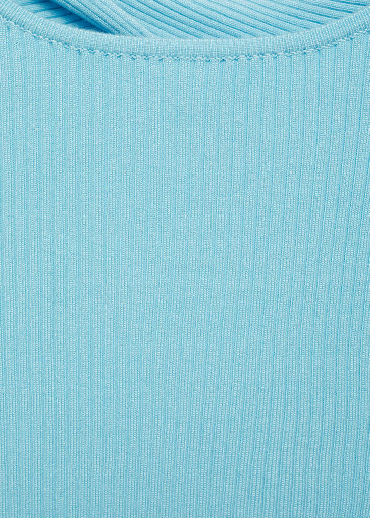 Ribbed sweater with back opening — Turquoise