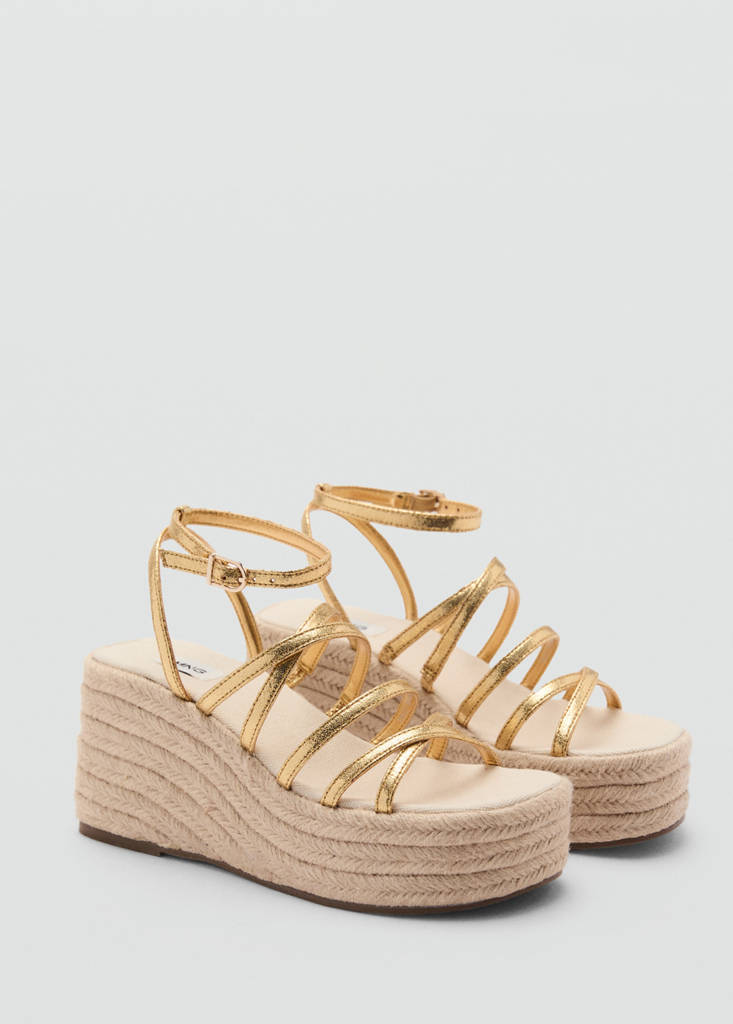 Platform sandals with metallic straps — Gold