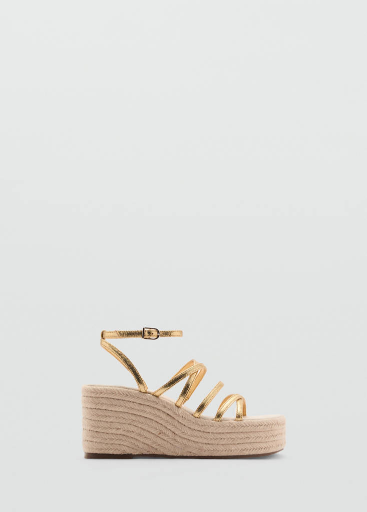Platform sandals with metallic straps — Gold