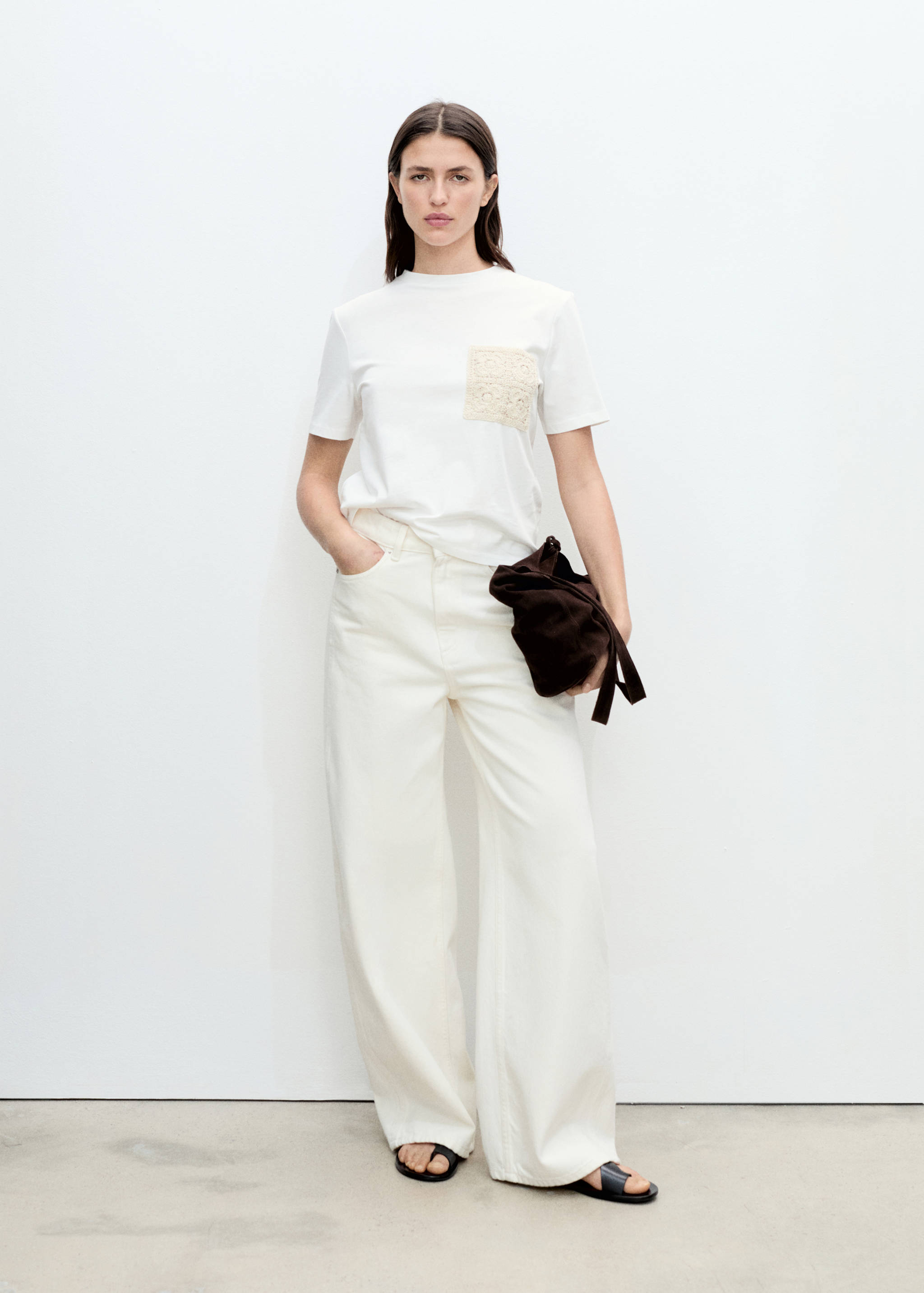 T-shirt manches courtes poche en crochet - Plan général