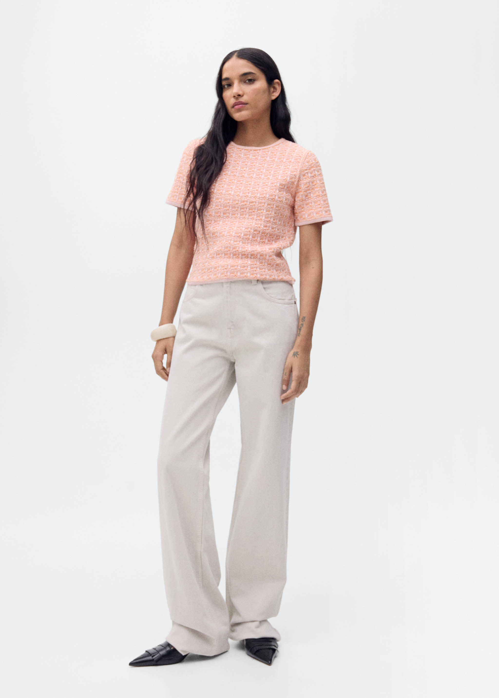 Short-sleeved tweed sweater - General plane