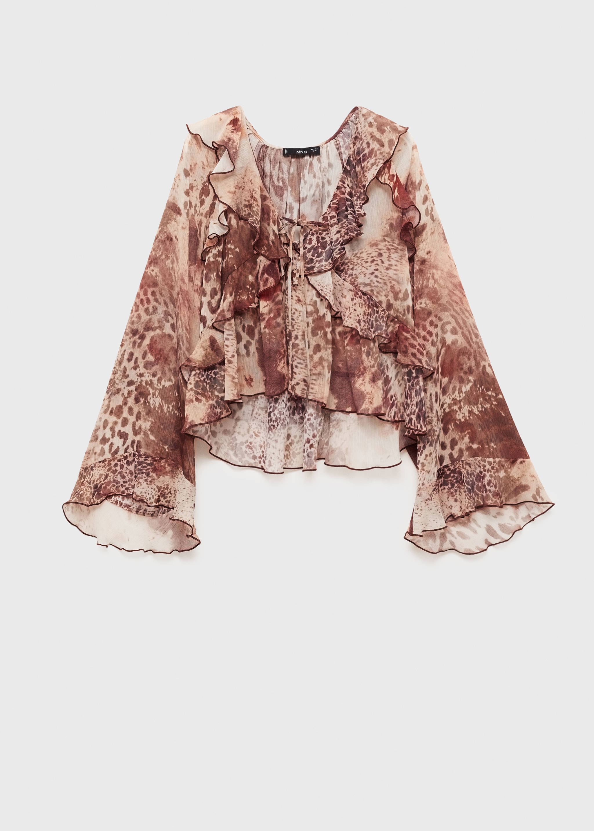 Printed blouse with ruffles and bow detail - Article without model