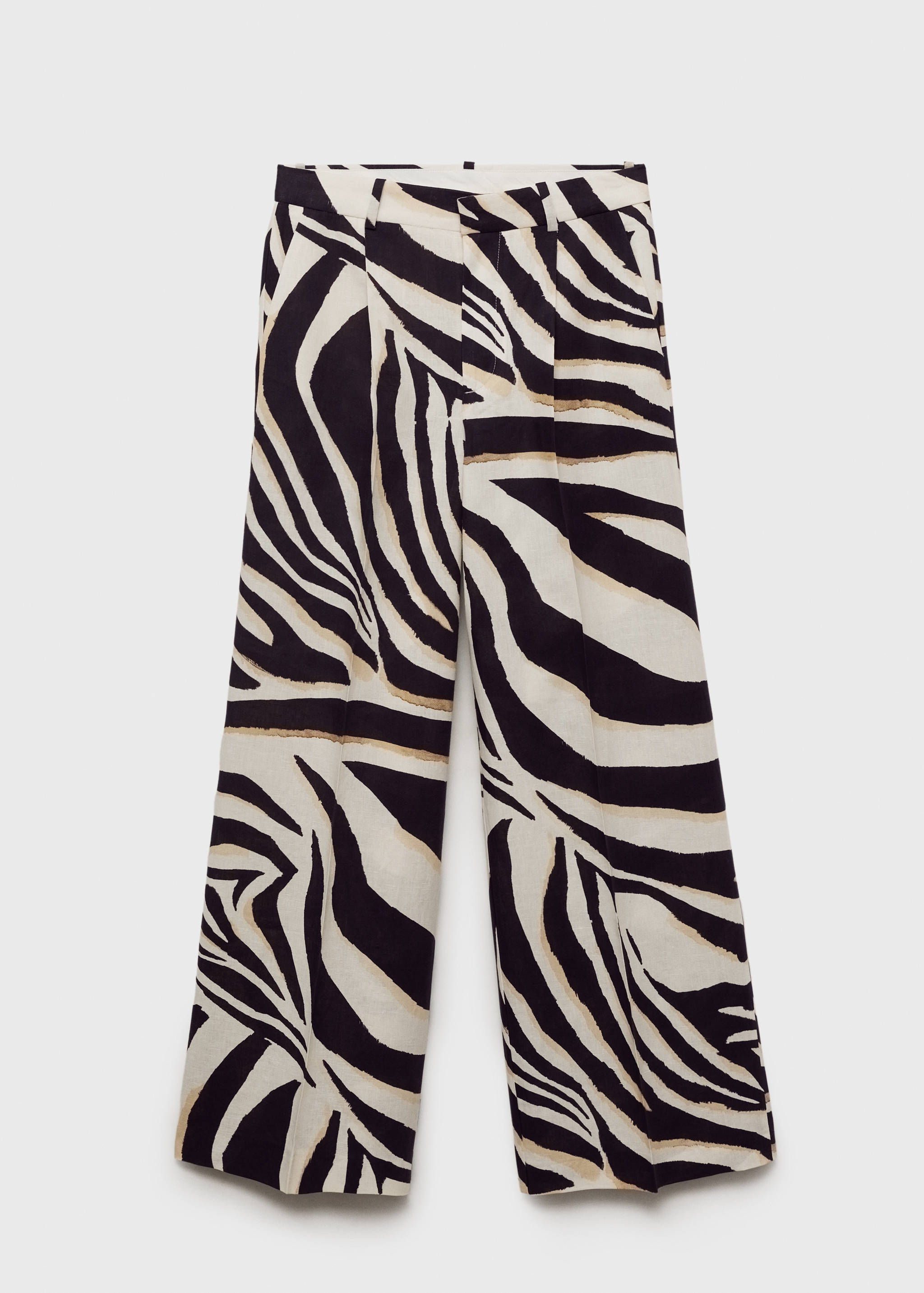 Linen wide leg zebra-print trousers - Article without model