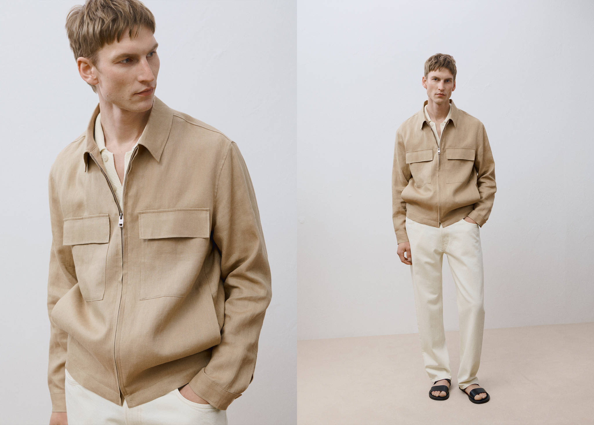 100% linen jacket with pockets - Panoramic plane