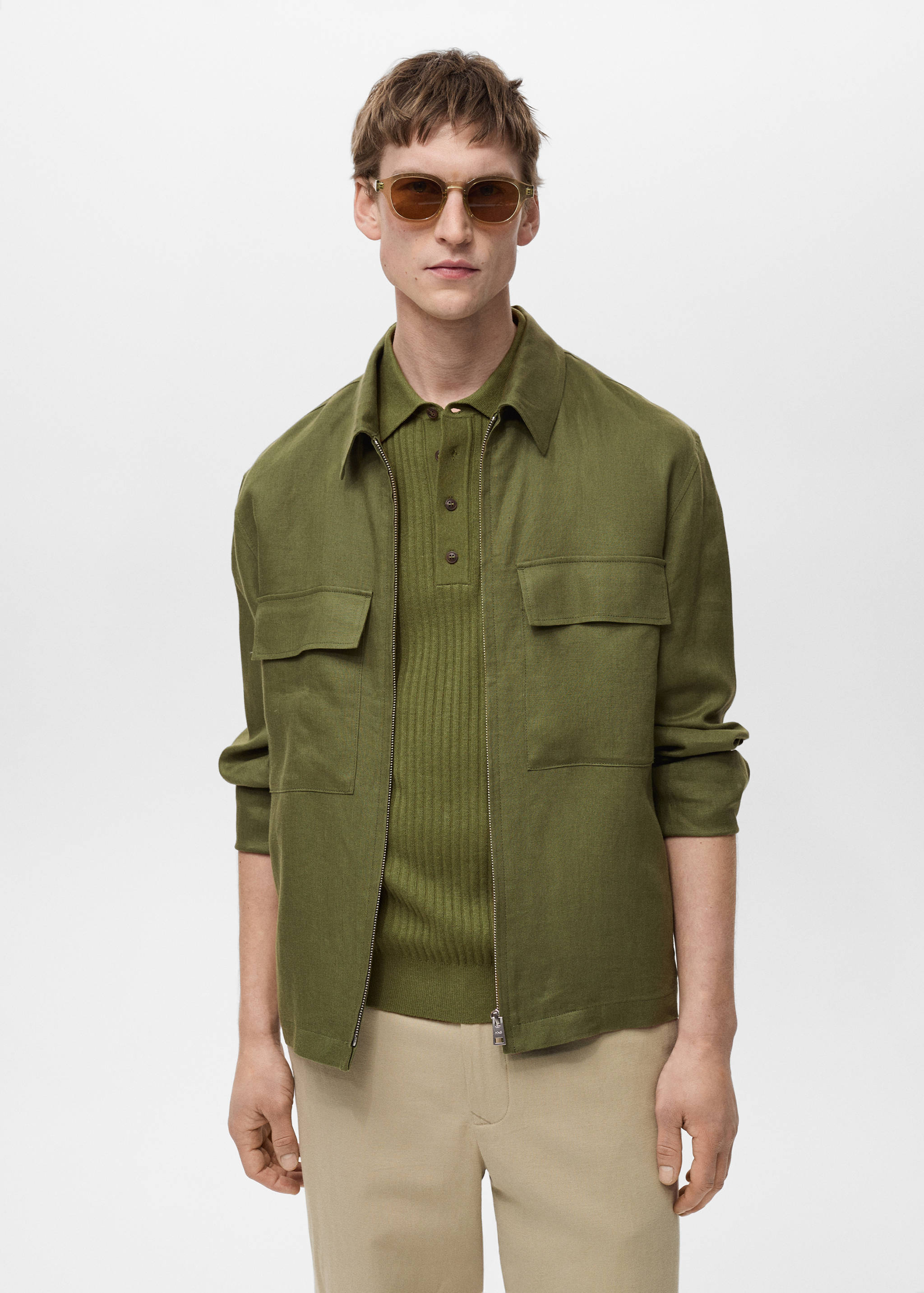 Veste 100 % lin poches - Plan moyen