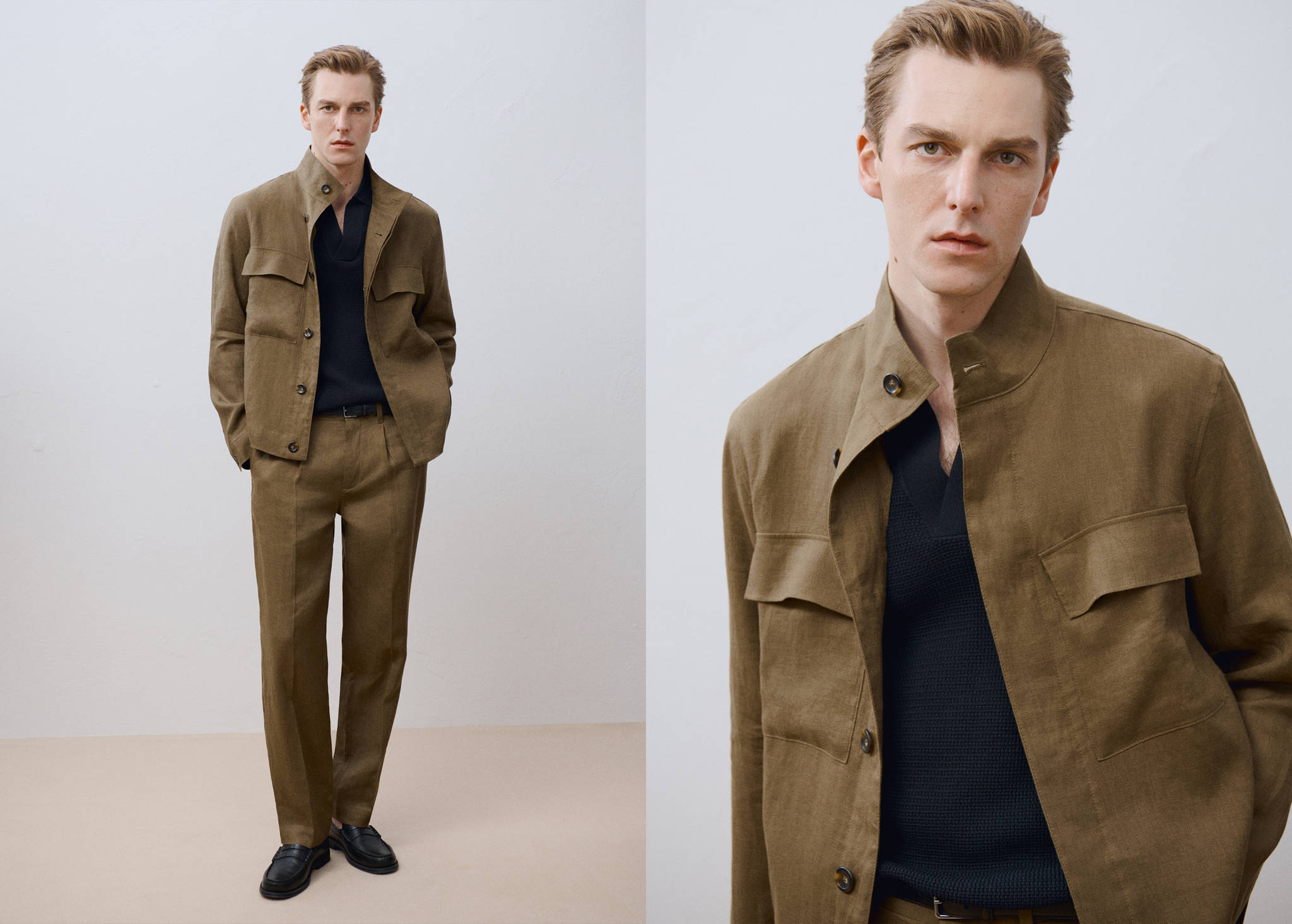 100% linen turtleneck jacket - Panoramic plane