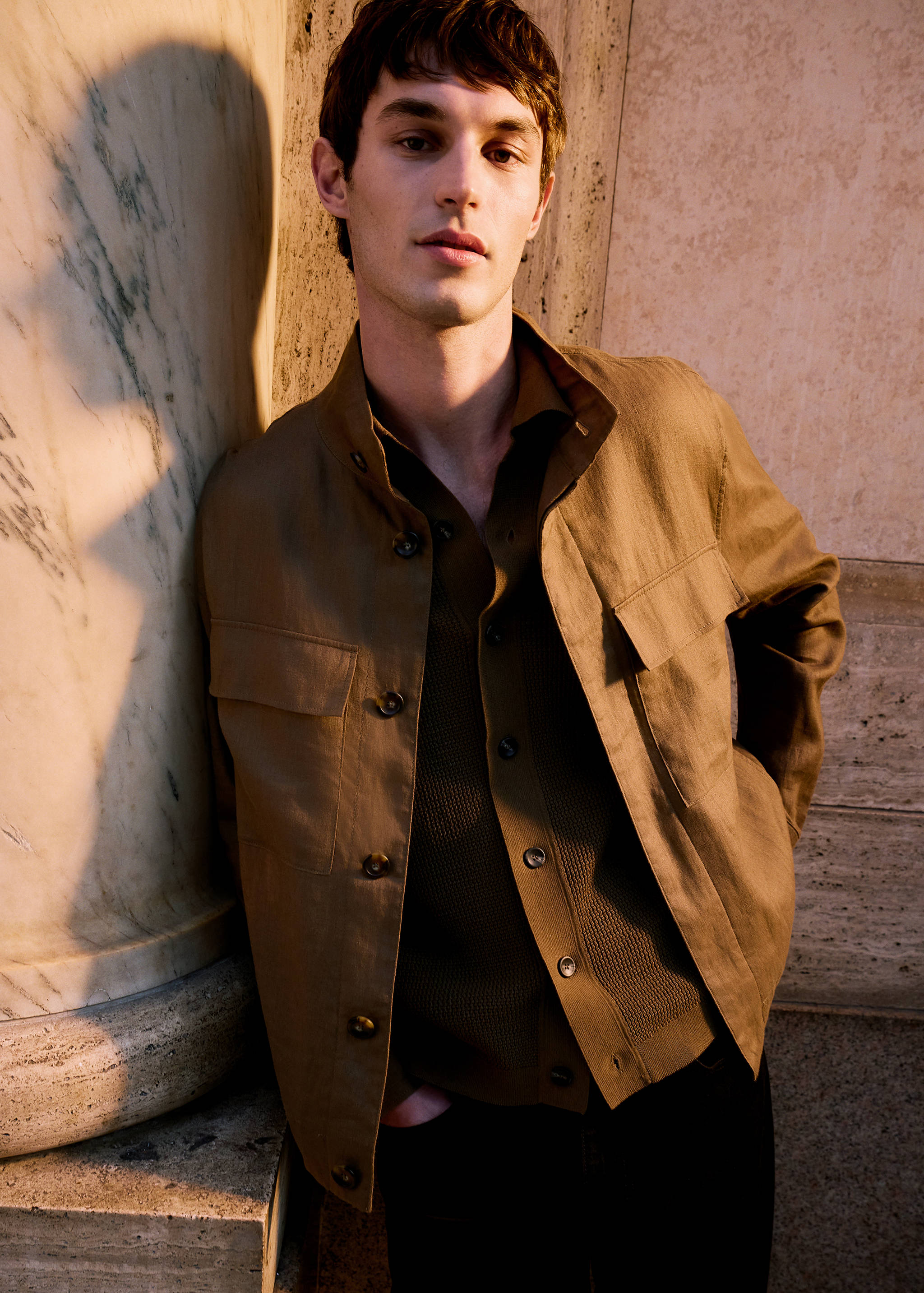 100% linen turtleneck jacket - Details of the article 9