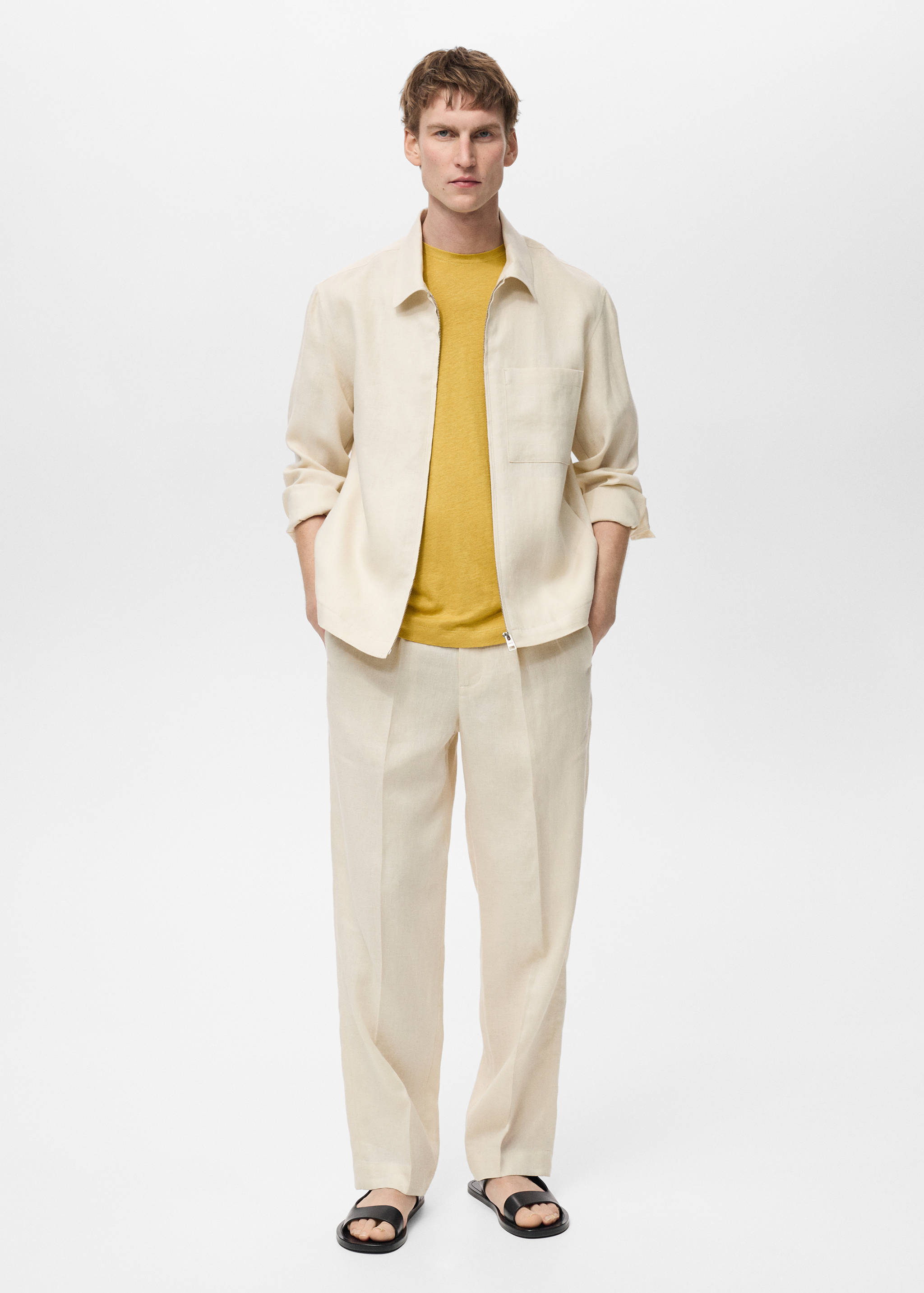 100% linen jacket with zip - General plane