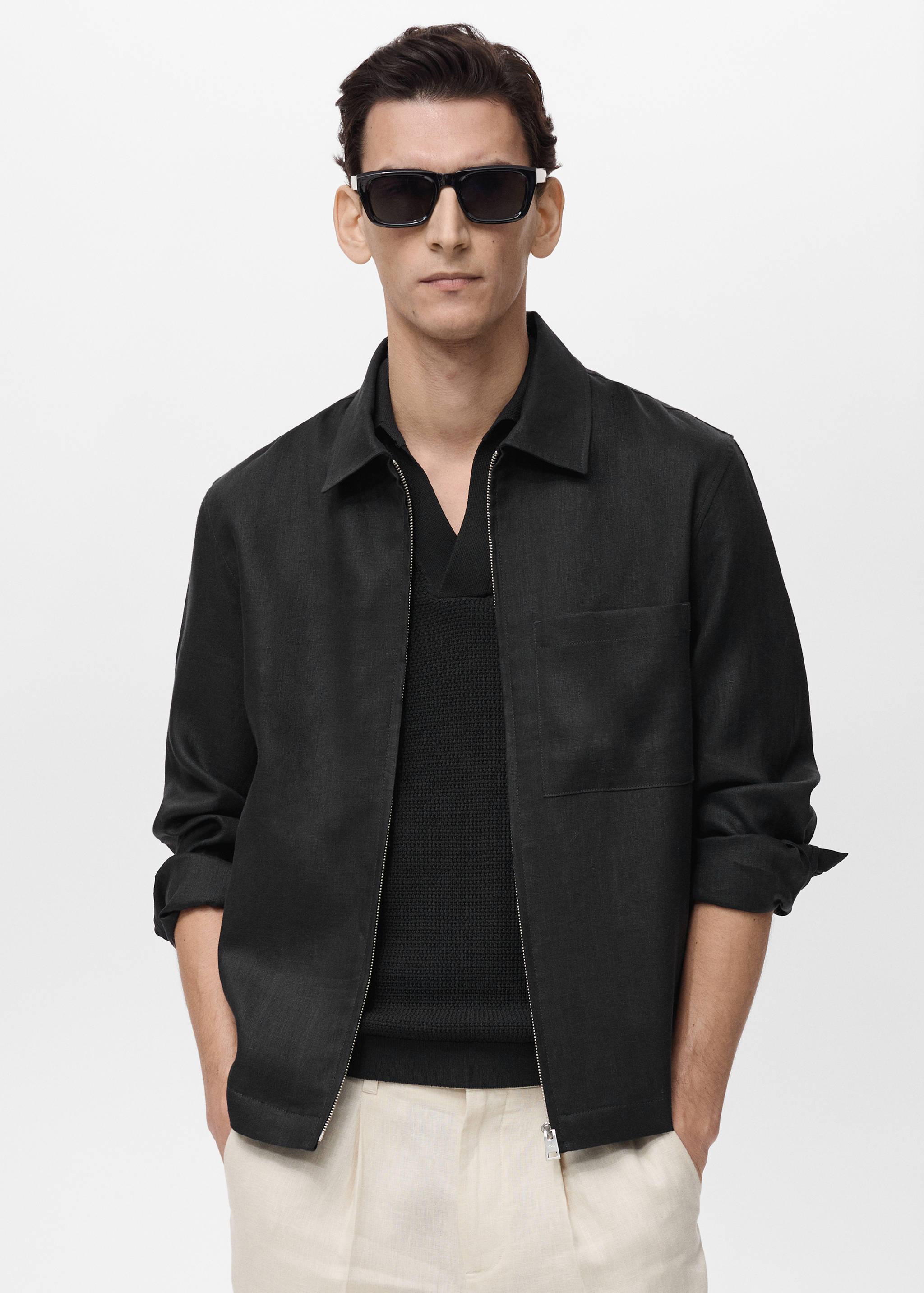 100% linen jacket with zip - Medium plane