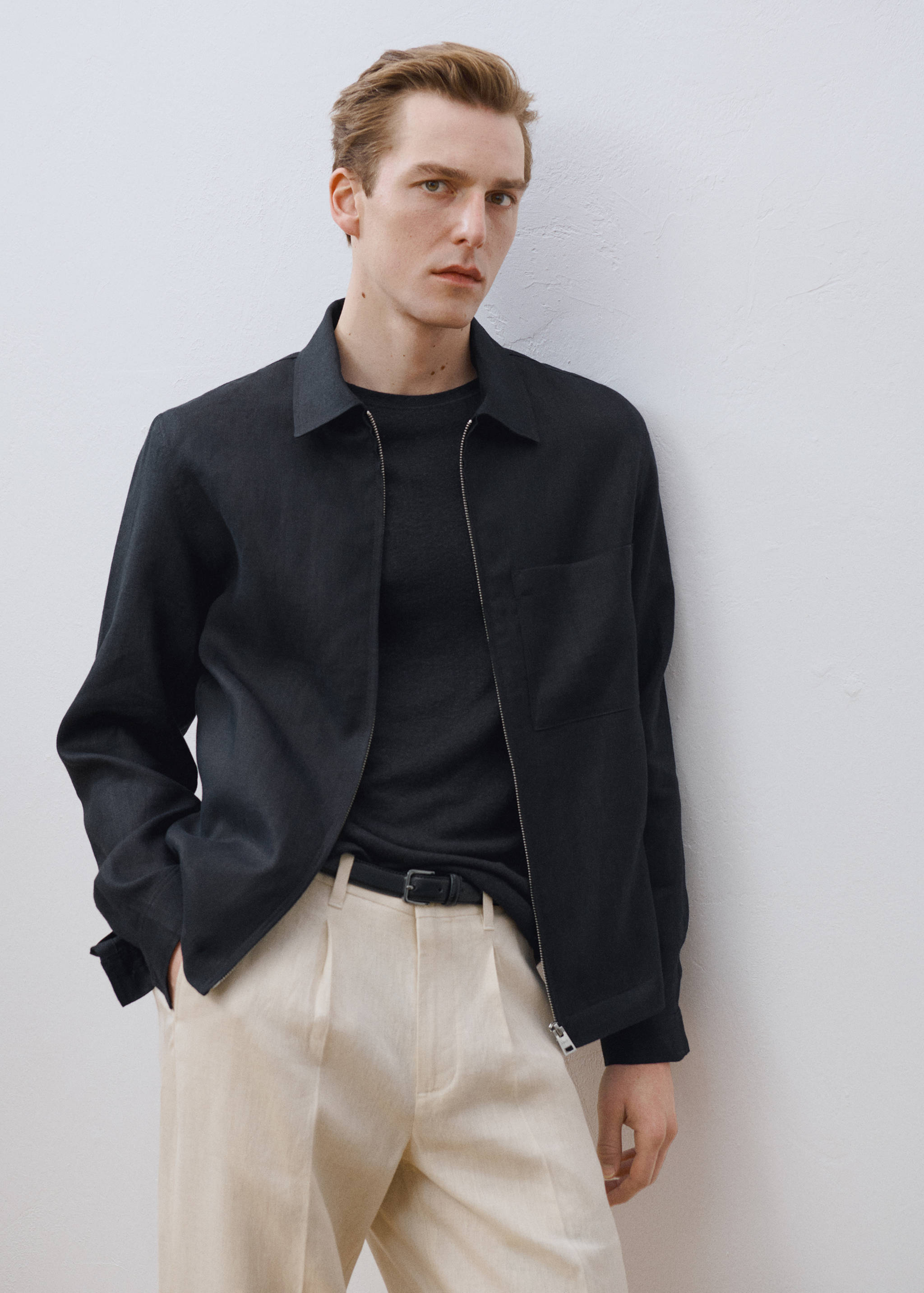 100% linen jacket with zip - Details of the article 3