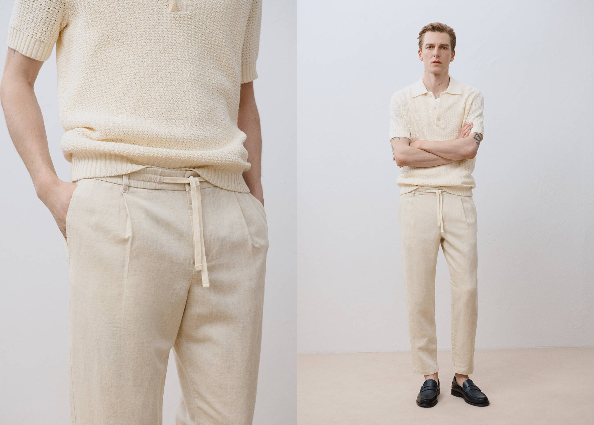 Slim-fit trousers with drawstring - Panoramic plane