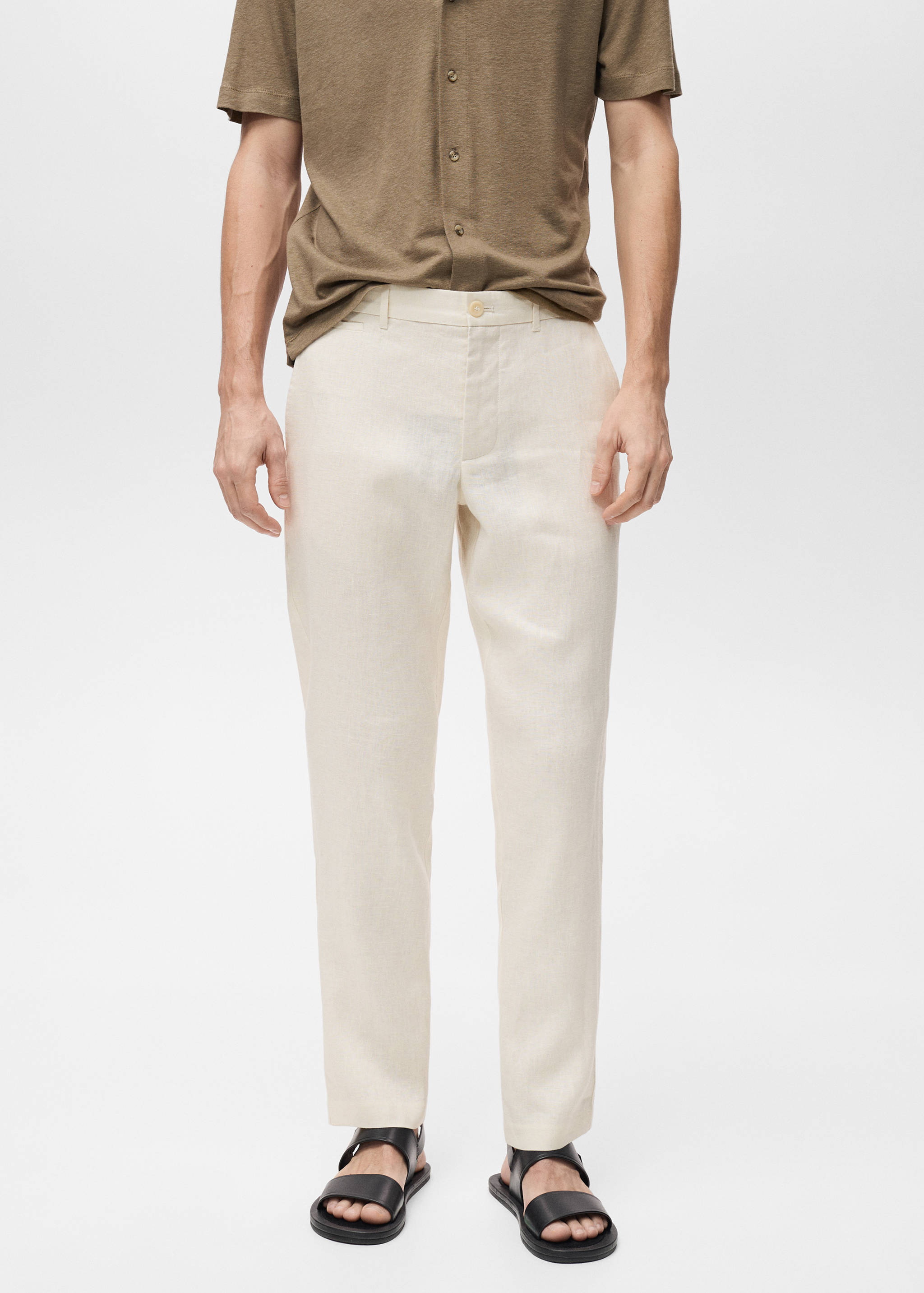 Pantalon 100 % lin slim fit - Plan moyen