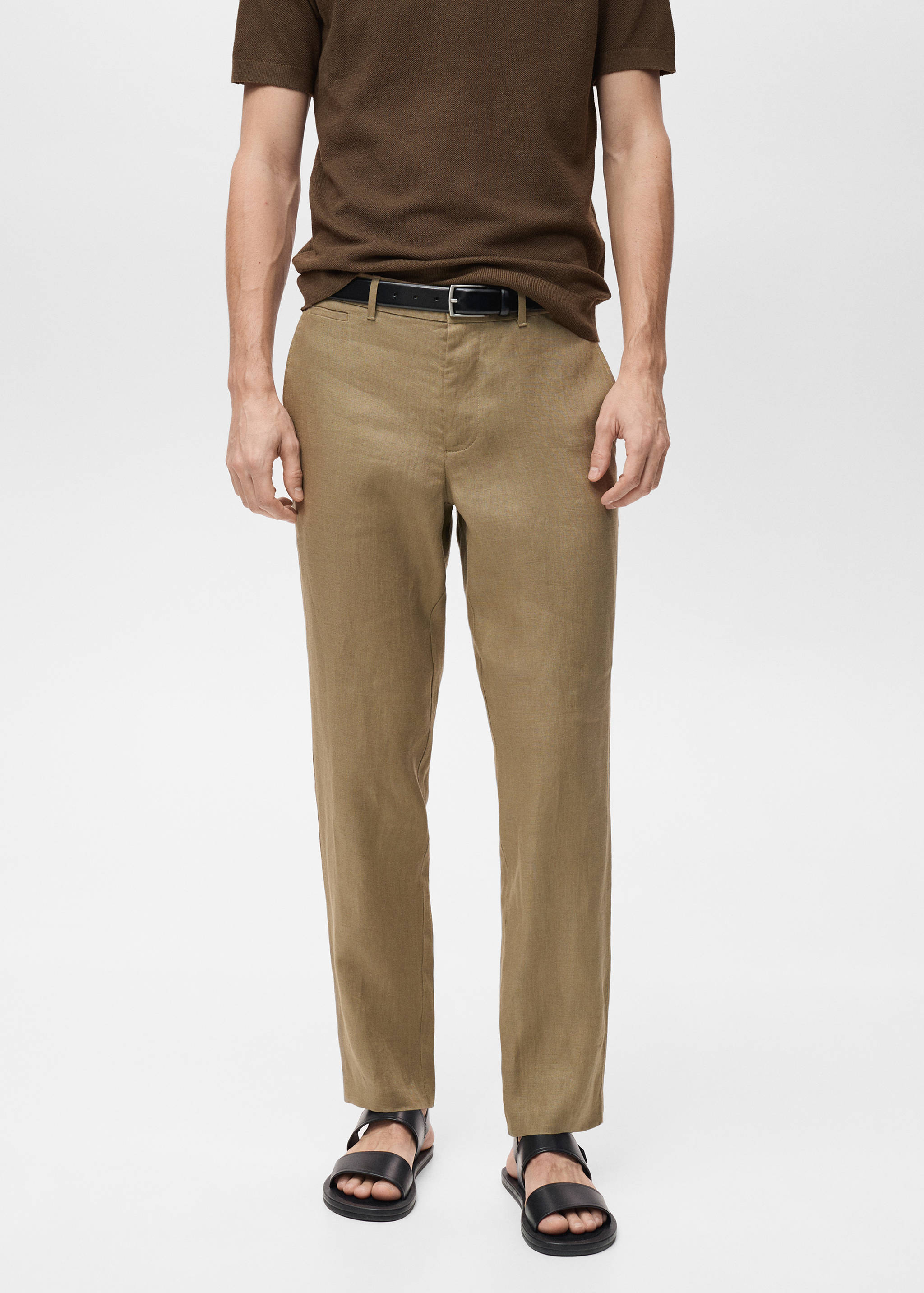 Pantalon 100 % lin slim fit - Plan moyen
