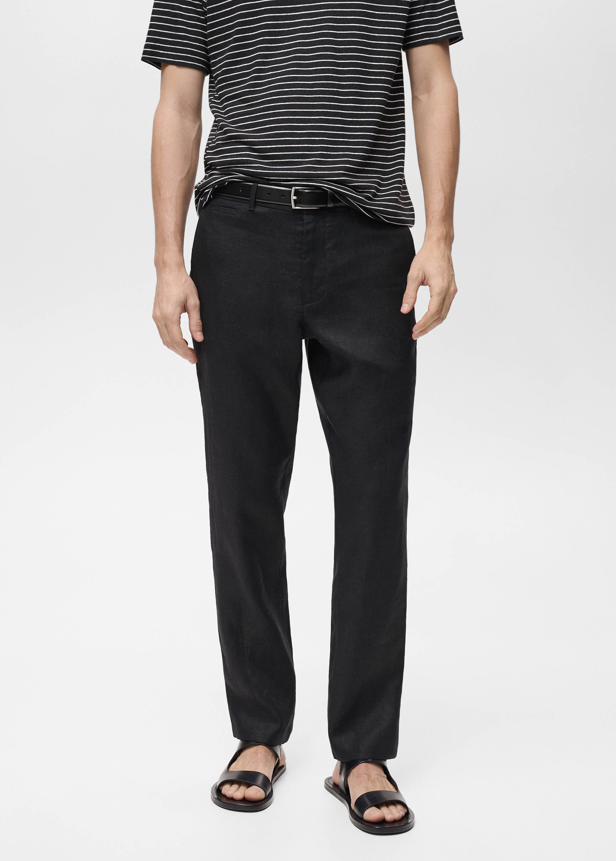 Pantalón 100% lino slim fit - Plano medio