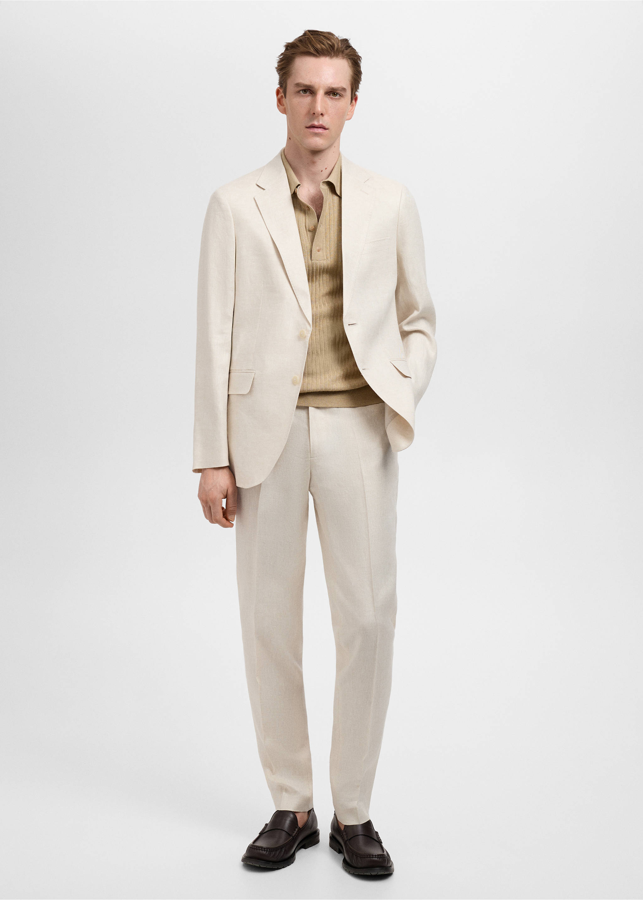 Amalfi 100% linen slim-fit suit pants - General plane, Ecru. Ref: 87025925-00.