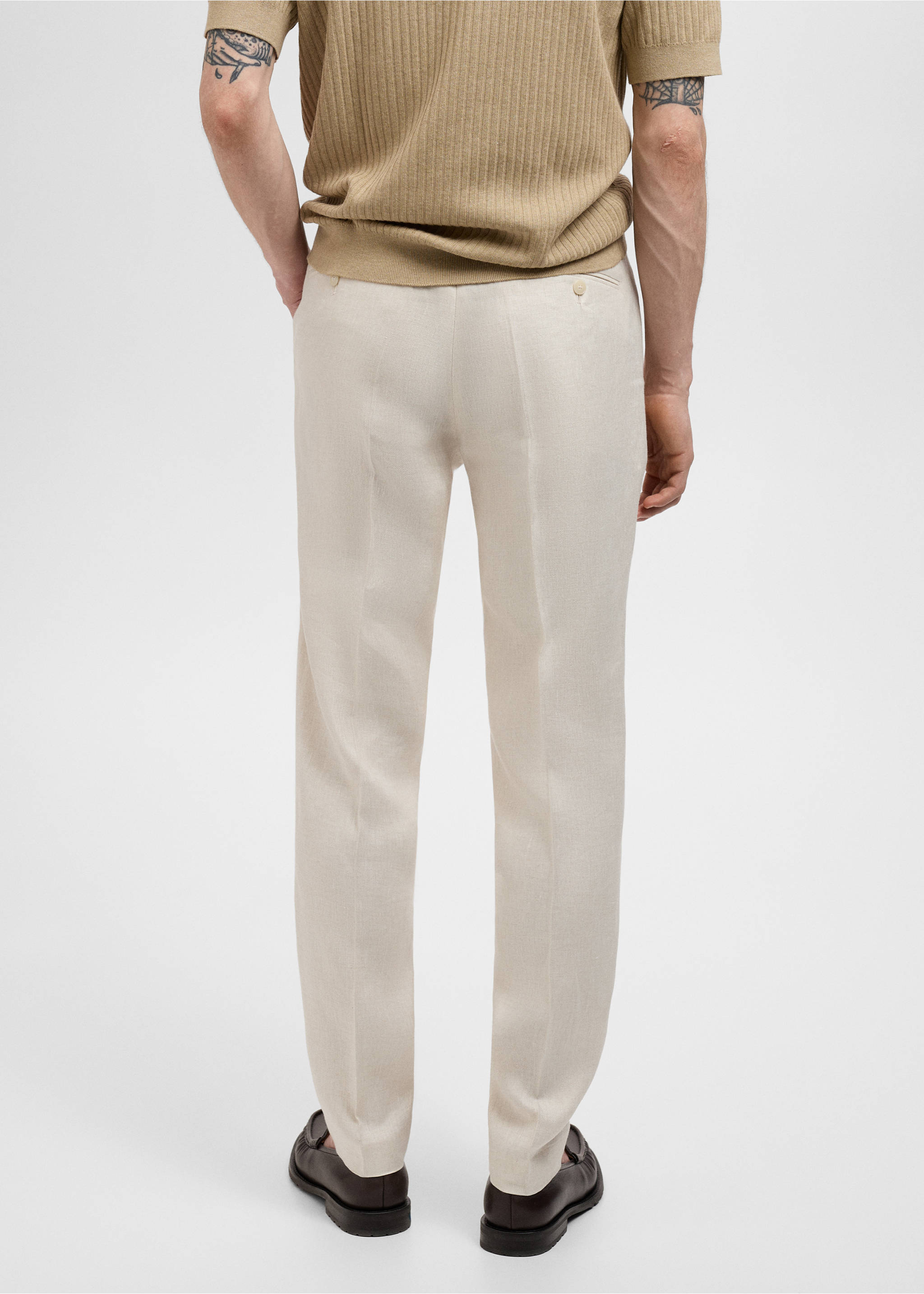 Amalfi 100% linen slim-fit suit pants - Reverse of the article, Ecru. Ref: 87025925-00.