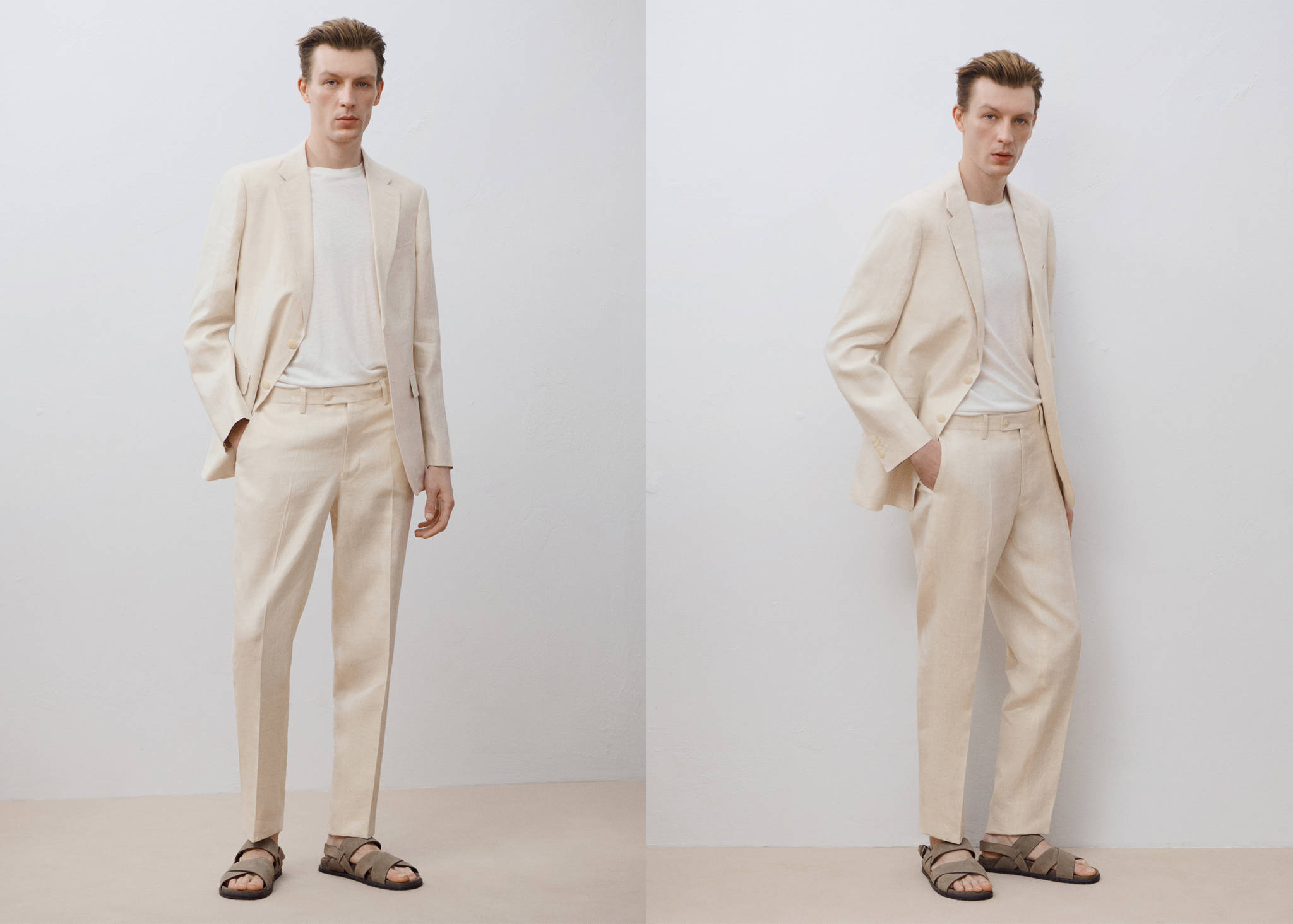 Pantalón traje Amalfi 100% lino slim fit - Plano panorámico