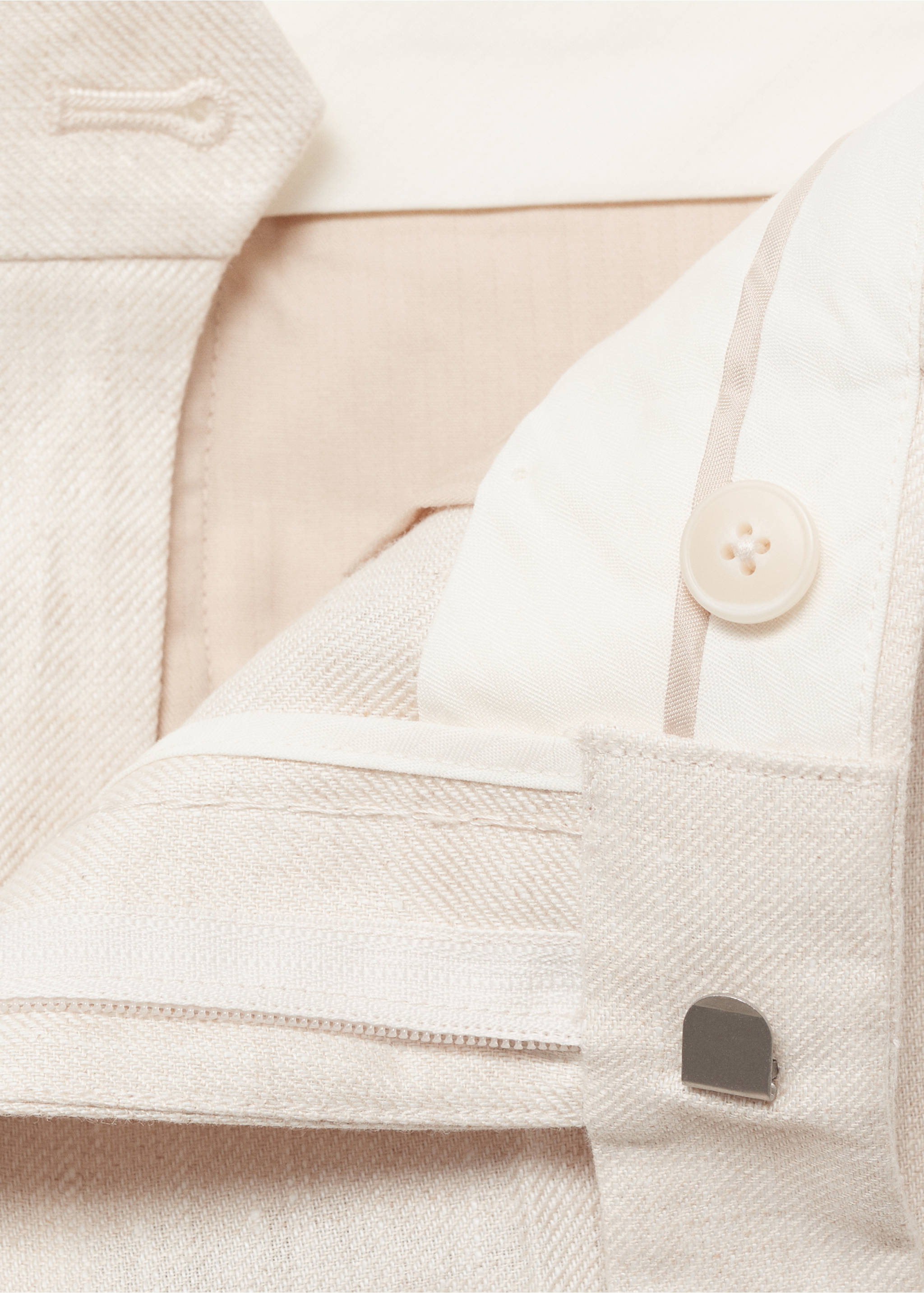 Amalfi 100% linen slim-fit suit pants - Details of the article 8, Ecru. Ref: 87025925-00.