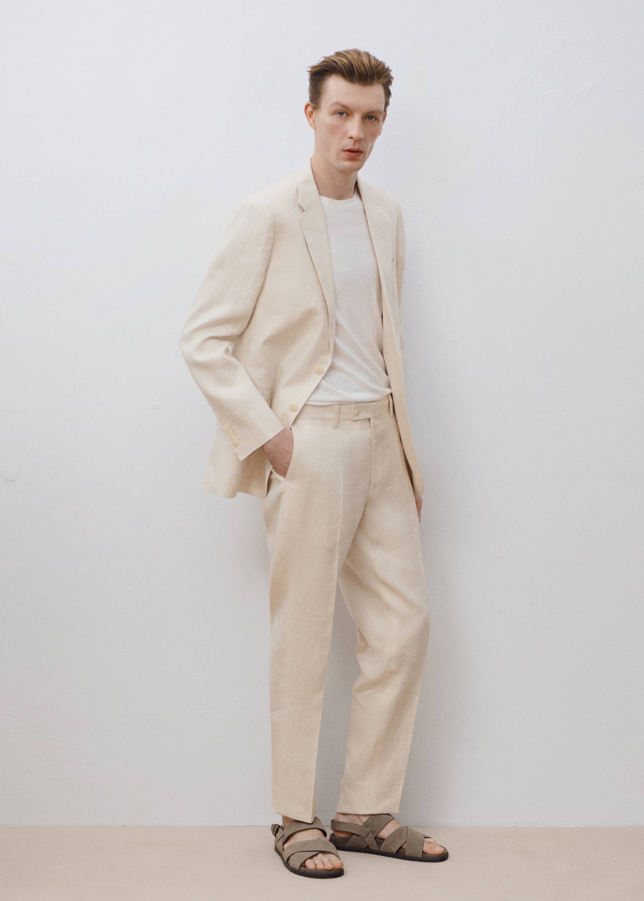 Amalfi 100% linen slim-fit suit trousers - Details of the article 9