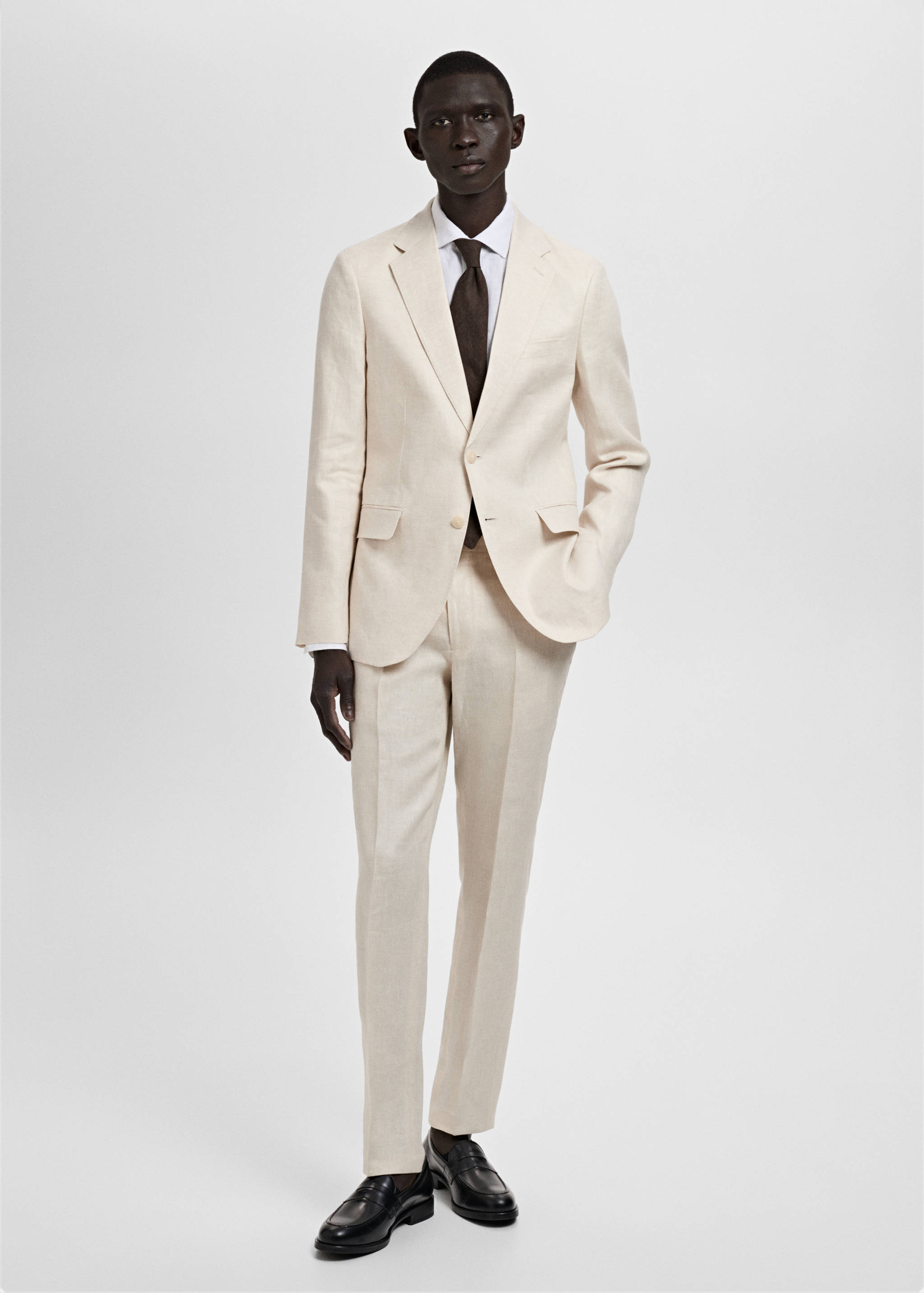 Amalfi 100% linen slim-fit suit trousers - General plane