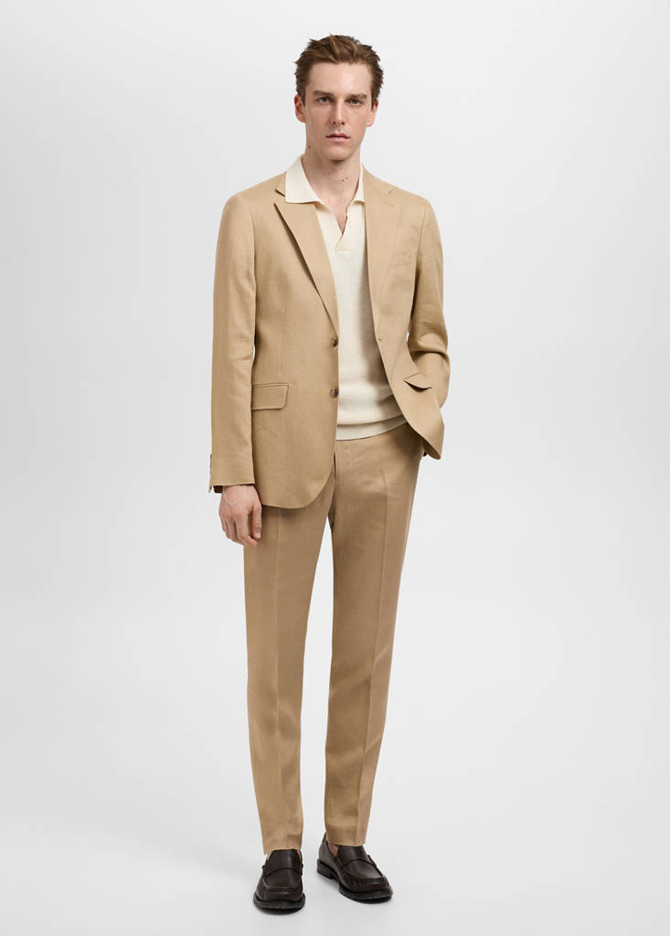 MANGO MAN - Pantalon costume Amalfi 100 % lin slim-fit beige - 36