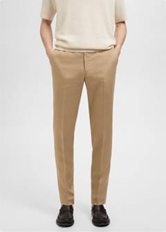 Amalfi 100% linen slim-fit suit trousers — Beige 1