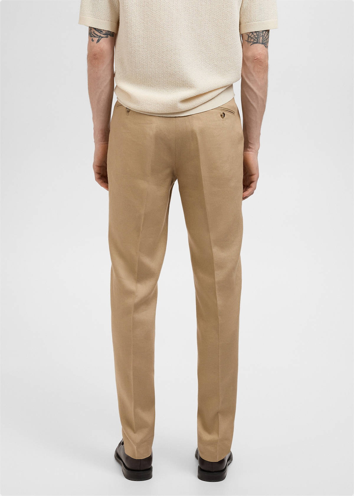 Amalfi 100% linen slim-fit suit trousers — Beige