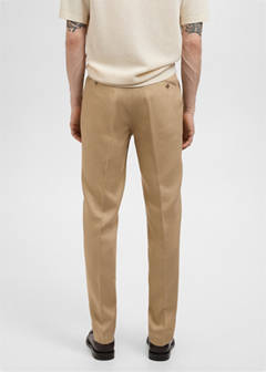 Amalfi 100% linen slim-fit suit trousers — Beige 3
