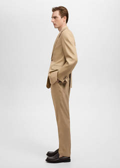 Amalfi 100% linen slim-fit suit trousers — Beige 5