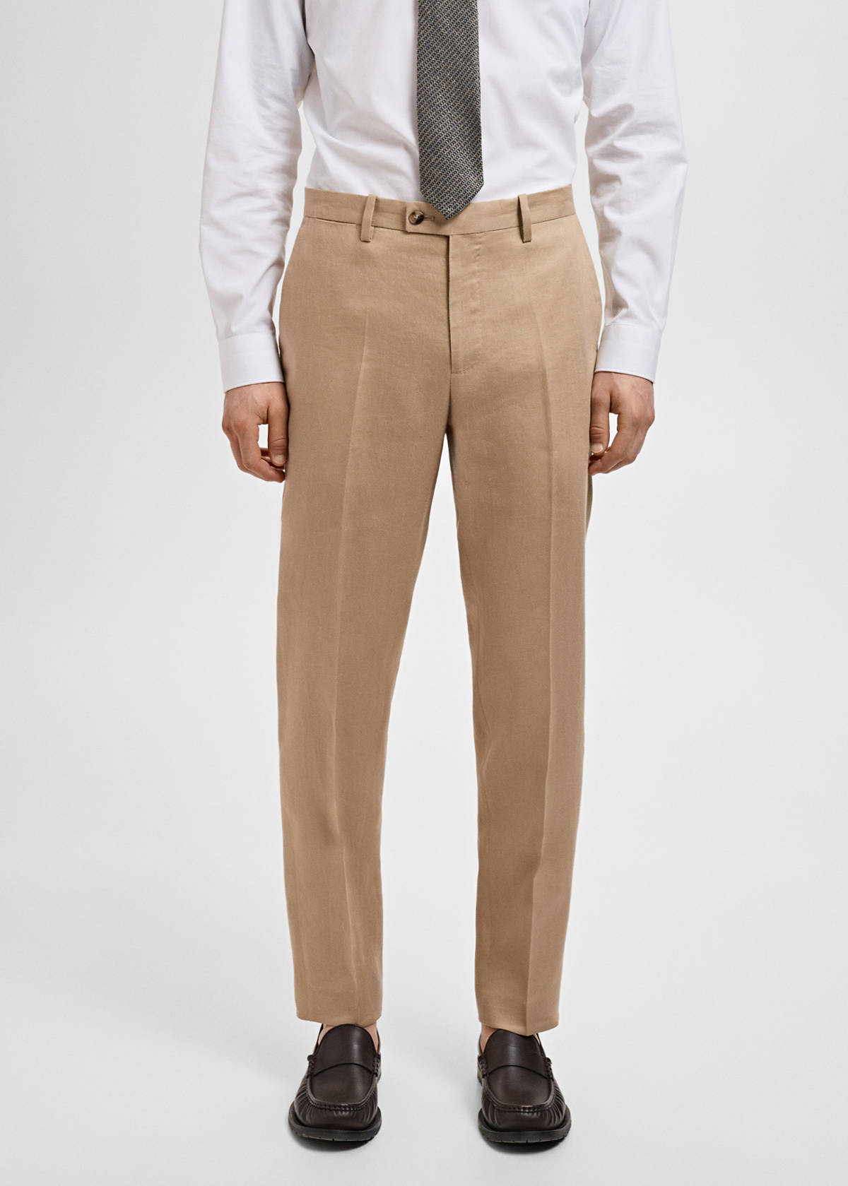 Amalfi 100% linen slim-fit suit trousers — Beige