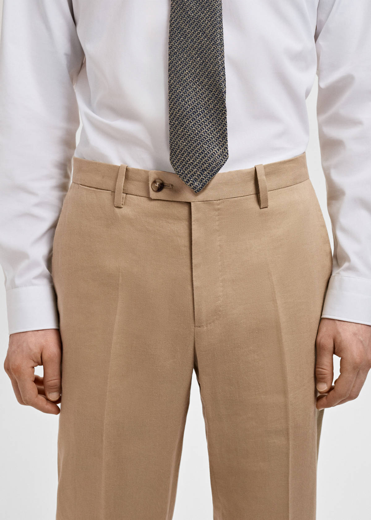 Amalfi 100% linen slim-fit suit trousers — Beige